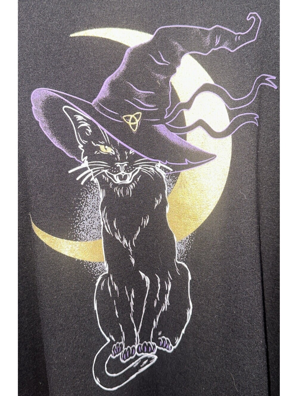 Way To Celebrate Womens Halloween Black Witch Cat T Shirt Size XXL Festive